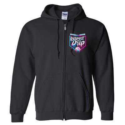 Baseball Drip For Ice Cream Drip Respect The Drip Full Zip Hoodie
