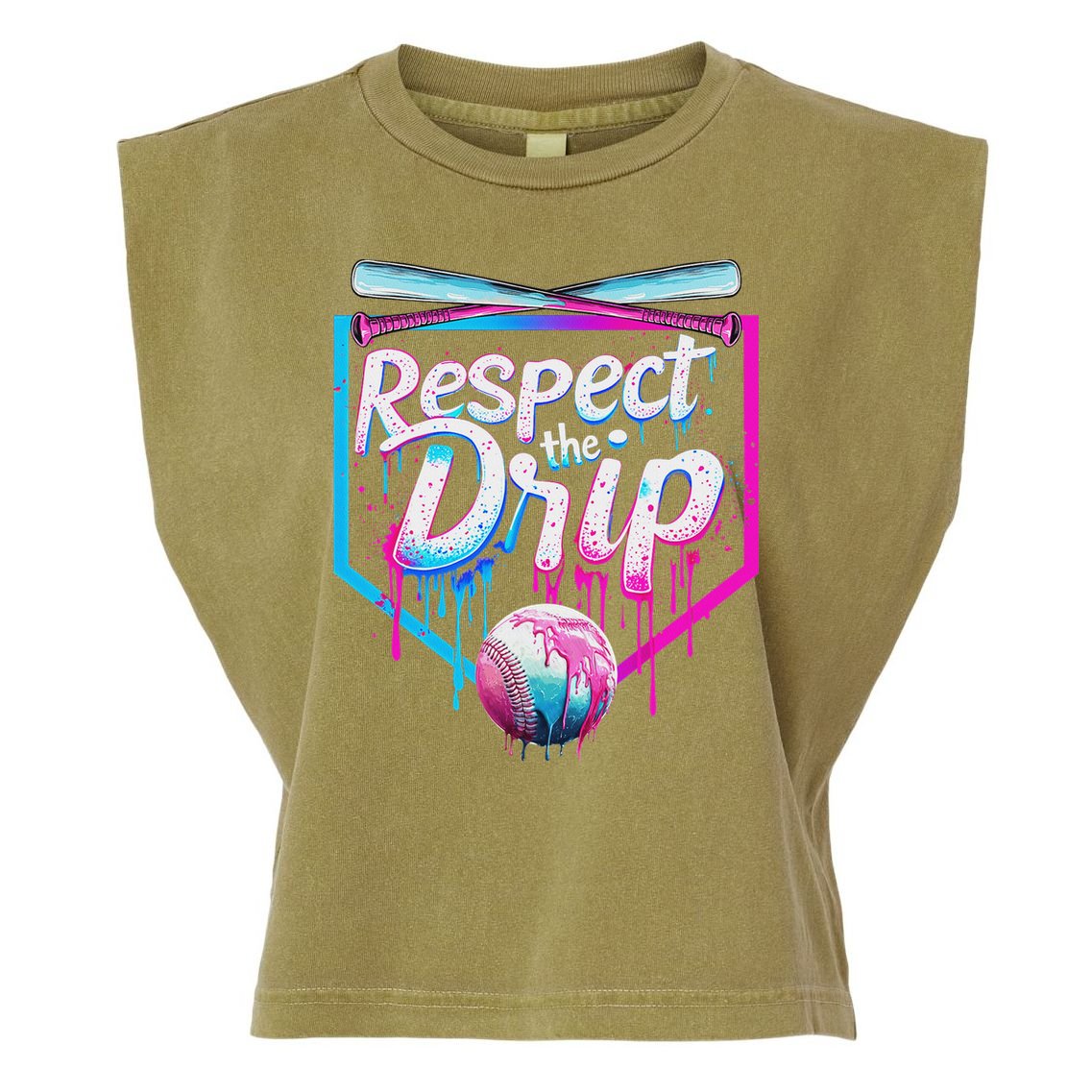 Baseball Drip For Ice Cream Drip Respect The Drip Garment-Dyed Women's Muscle Tee