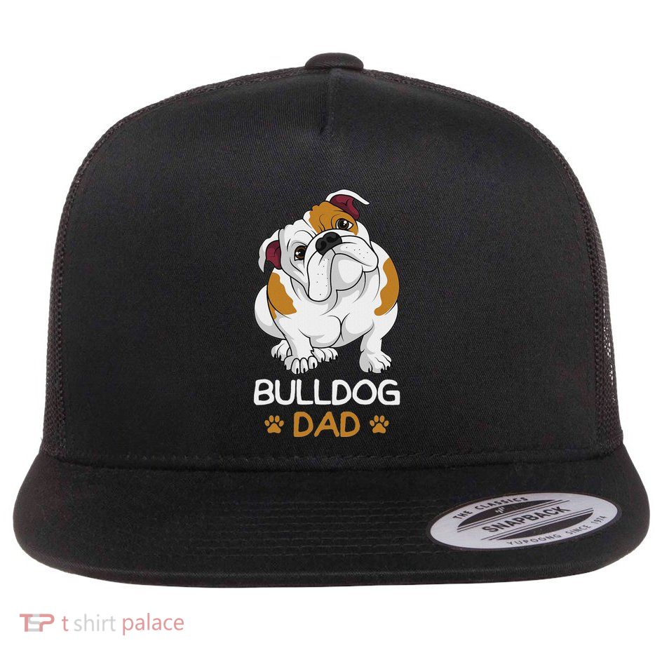 Bulldog Dad Funny English Bulldog Dog Owner Flat Bill Trucker Hat