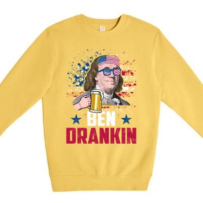 Ben Drankin Funny Benjamin Franklin July 4th Independence Great Gift Premium Crewneck Sweatshirt