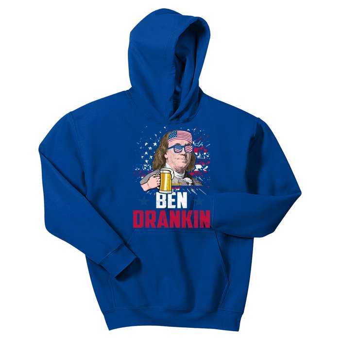 Ben Drankin Funny Benjamin Franklin July 4th Independence Great Gift Kids Hoodie