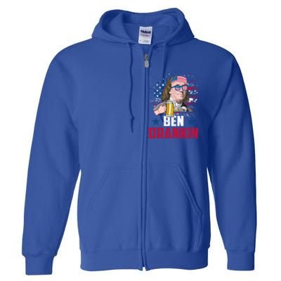 Ben Drankin Funny Benjamin Franklin July 4th Independence Great Gift Full Zip Hoodie