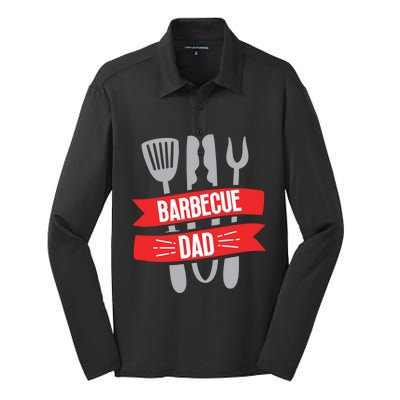 Barbecue Dad Father Bbq Grill Daddy Papa Fathers Day Gift Silk Touch Performance Long Sleeve Polo