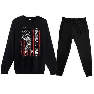 Baseball Dad Flag Gifts Dad Baseball Premium Crewneck Sweatsuit Set