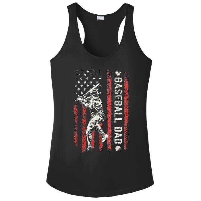 Baseball Dad Flag Gifts Dad Baseball Ladies PosiCharge Competitor Racerback Tank