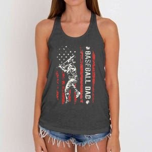 Baseball Dad Flag Gifts Dad Baseball Women's Knotted Racerback Tank