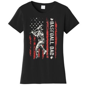 Baseball Dad Flag Gifts Dad Baseball Women's T-Shirt