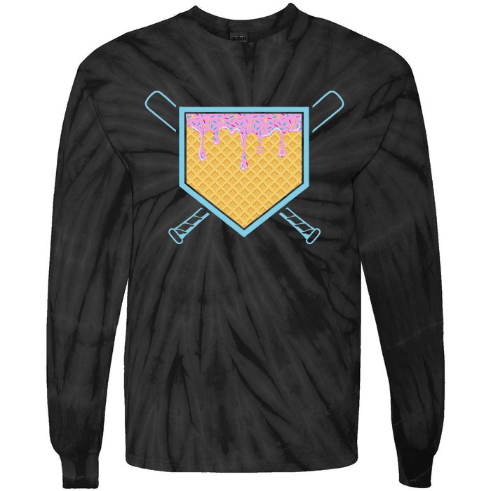 Baseball Drip For Ice Cream Drip Baseball Tie-Dye Long Sleeve Shirt