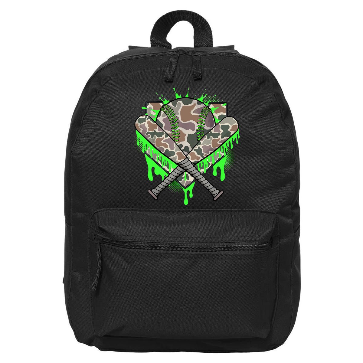 Baseball Drip For Boy Ice Cream Dripping Boy Baseball Camo  16 in Basic Backpack