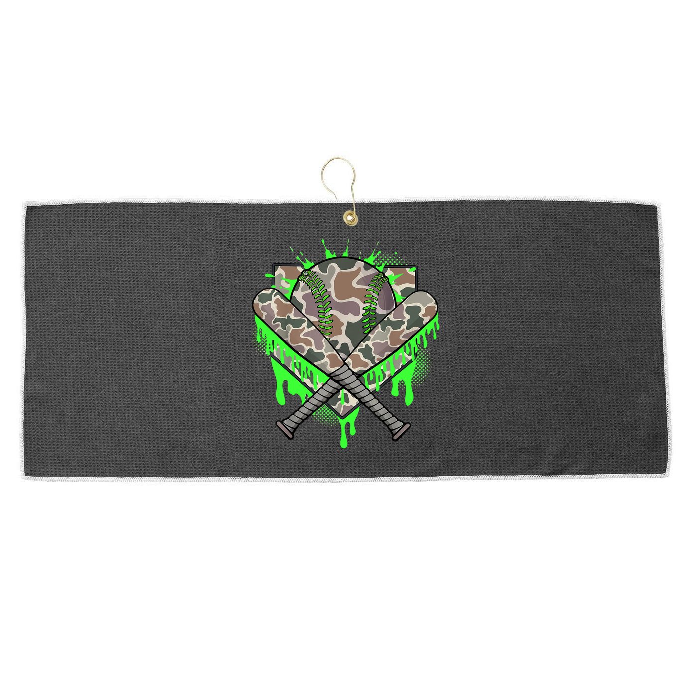 Baseball Drip For Boy Ice Cream Dripping Boy Baseball Camo  Large Microfiber Waffle Golf Towel