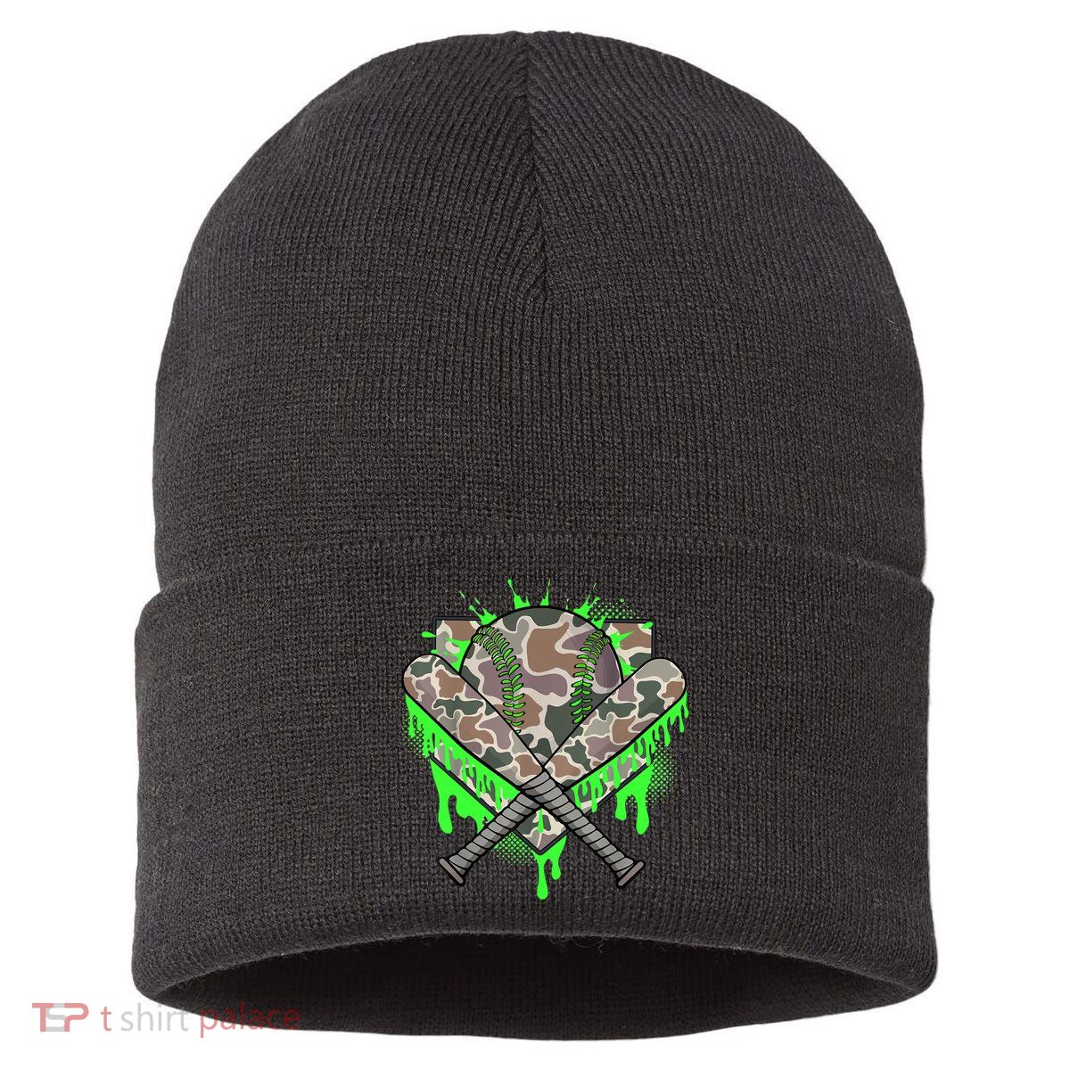 Baseball Drip For Boy Ice Cream Dripping Boy Baseball Camo  Sustainable Knit Beanie