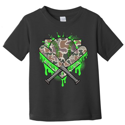 Baseball Drip For Boy Ice Cream Dripping Boy Baseball Camo  Toddler T-Shirt