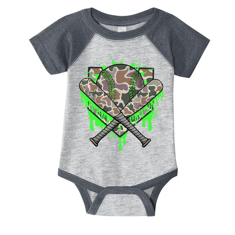 Baseball Drip For Boy Ice Cream Dripping Boy Baseball Camo  Infant Baby Jersey Bodysuit