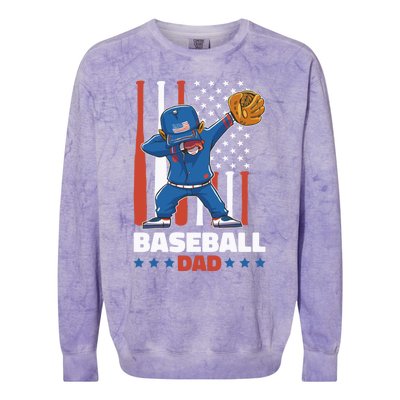 Baseball Dad For Father's Day Funny Gift Colorblast Crewneck Sweatshirt