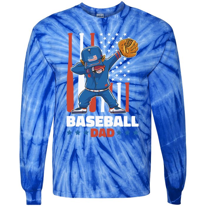 Baseball Dad For Father's Day Funny Gift Tie-Dye Long Sleeve Shirt