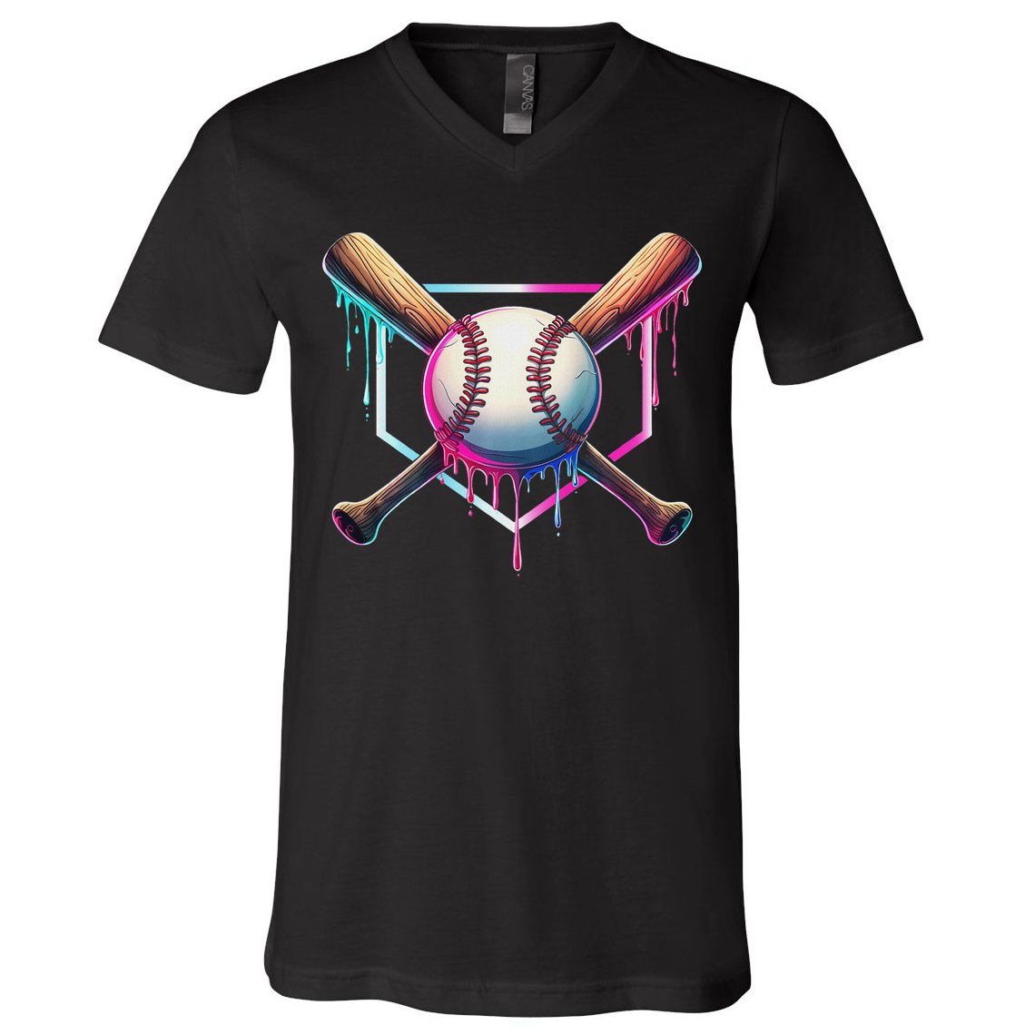 Baseball Drip For Ice Cream Respect The Drip V-Neck T-Shirt