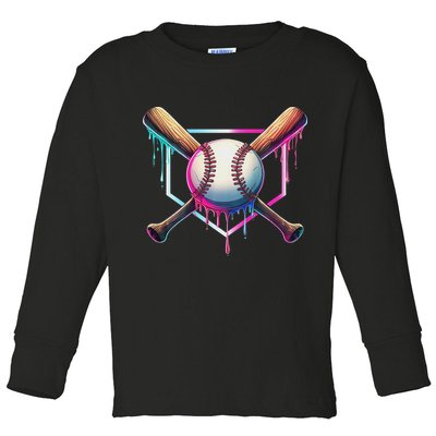 Baseball Drip For Ice Cream Respect The Drip Toddler Long Sleeve Shirt