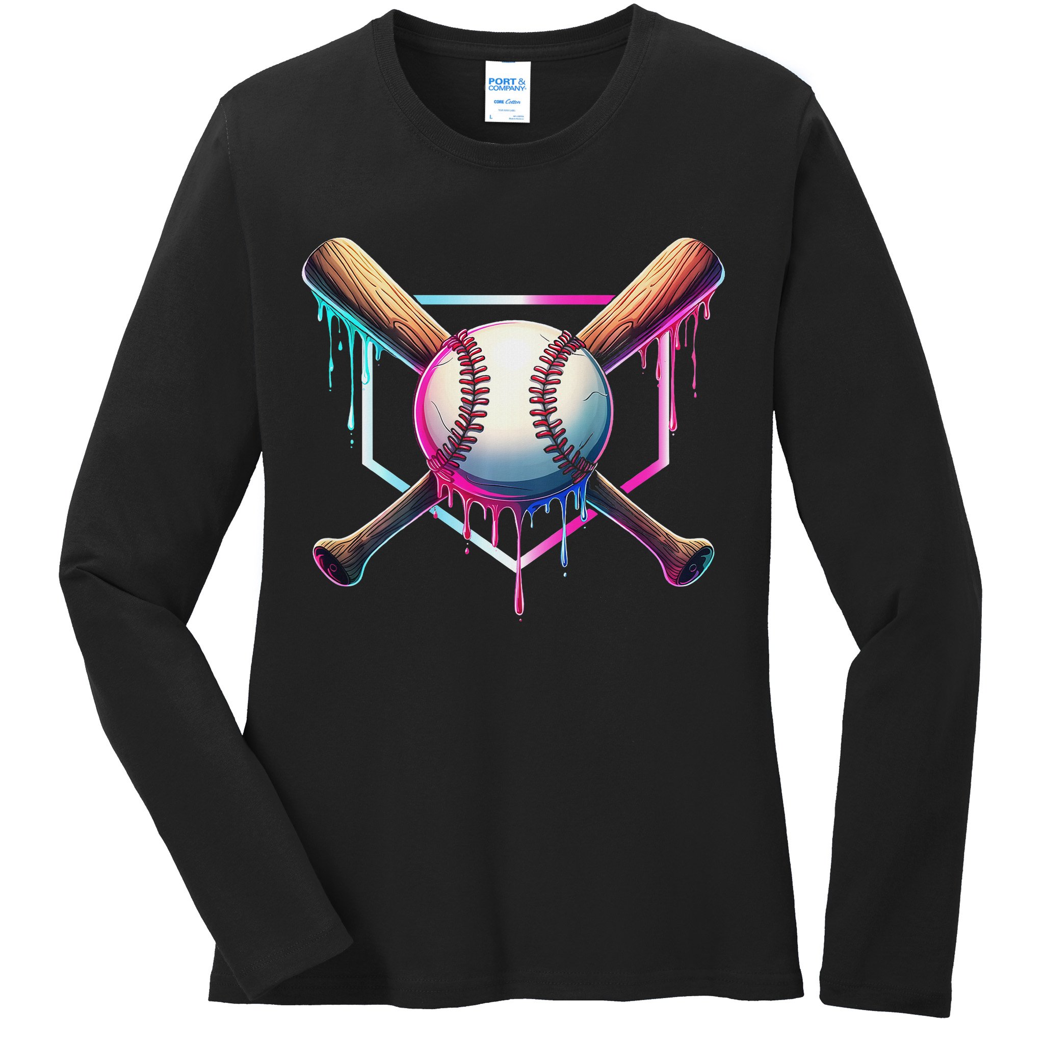 Baseball Drip For Ice Cream Respect The Drip Ladies Long Sleeve Shirt