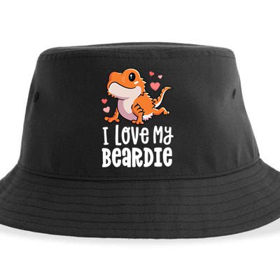 Bearded Dragon Funny Gift I Love My Beardie Gift Funny Gift Sustainable Bucket Hat