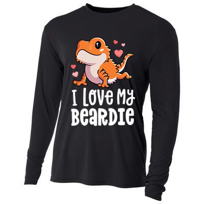 Bearded Dragon Funny Gift I Love My Beardie Gift Funny Gift Cooling Performance Long Sleeve Crew