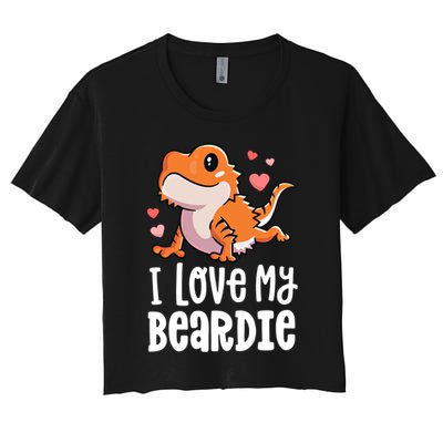 Bearded Dragon Funny Gift I Love My Beardie Gift Funny Gift Crop Top