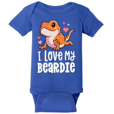 Bearded Dragon Funny Gift I Love My Beardie Gift Funny Gift Baby Bodysuit