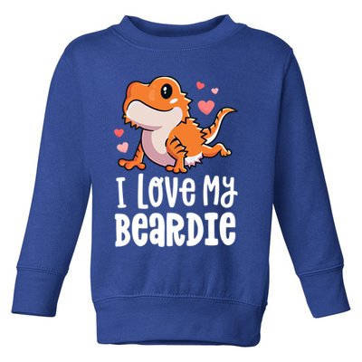 Bearded Dragon Funny Gift I Love My Beardie Gift Funny Gift Toddler Sweatshirt