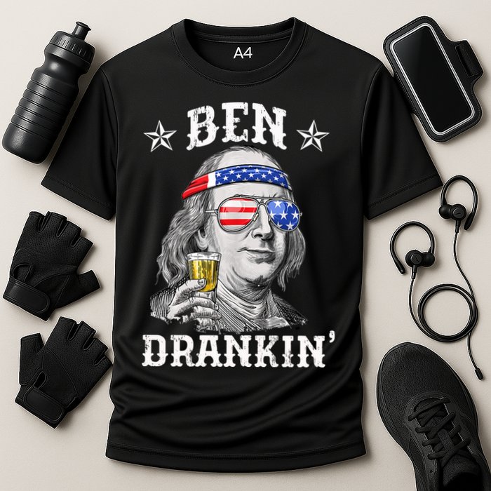 Ben Drankin Funny 4th Of July Cooling Performance Crew T-Shirt