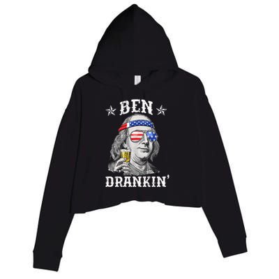 Ben Drankin Funny 4th Of July Crop Fleece Hoodie