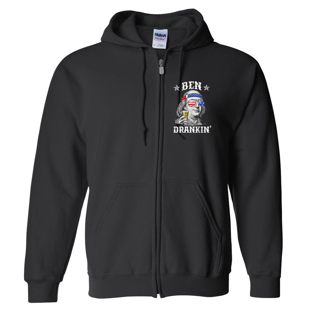 Ben Drankin Funny 4th Of July Full Zip Hoodie