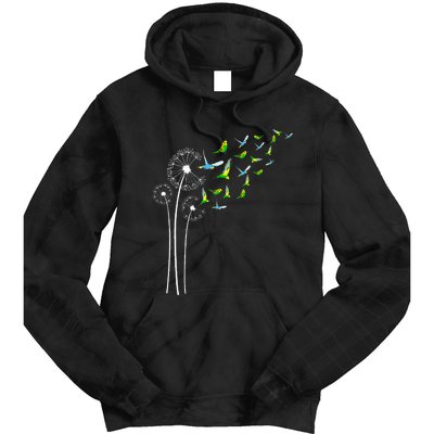 Budgie Dandelion Flower For Dandelions And Parakeet Lover Tie Dye Hoodie