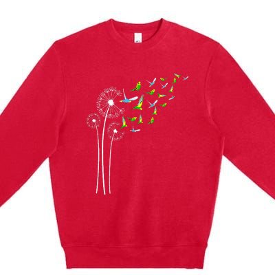 Budgie Dandelion Flower For Dandelions And Parakeet Lover Premium Crewneck Sweatshirt