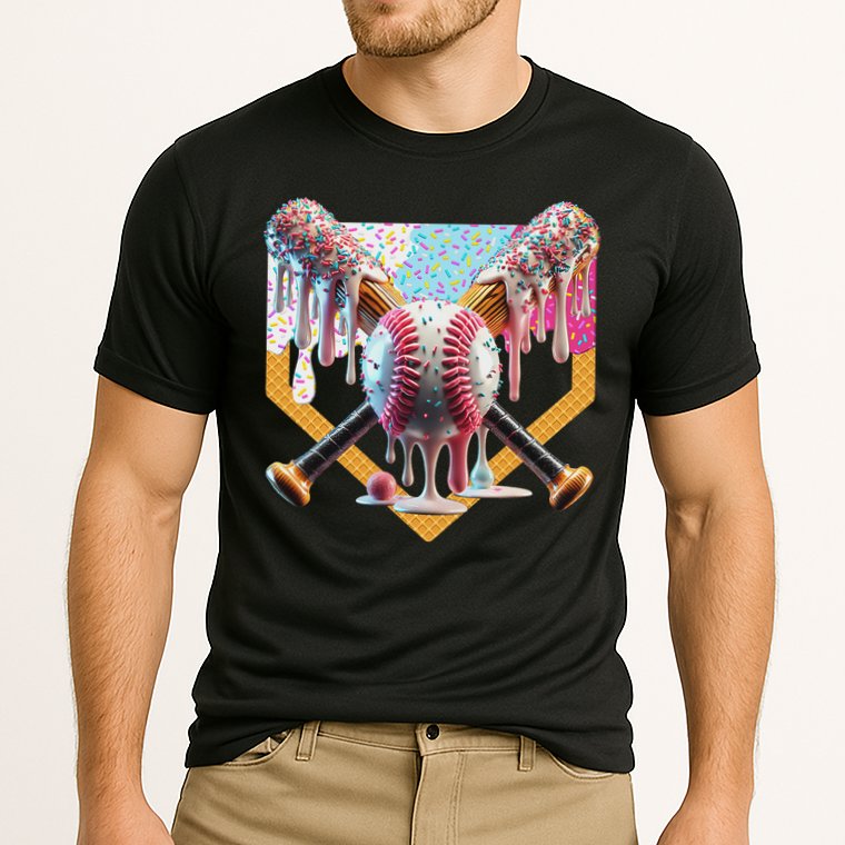 Baseball Drip For Ice Cream Drip For Boy Baseball Cooling Performance Crew T-Shirt