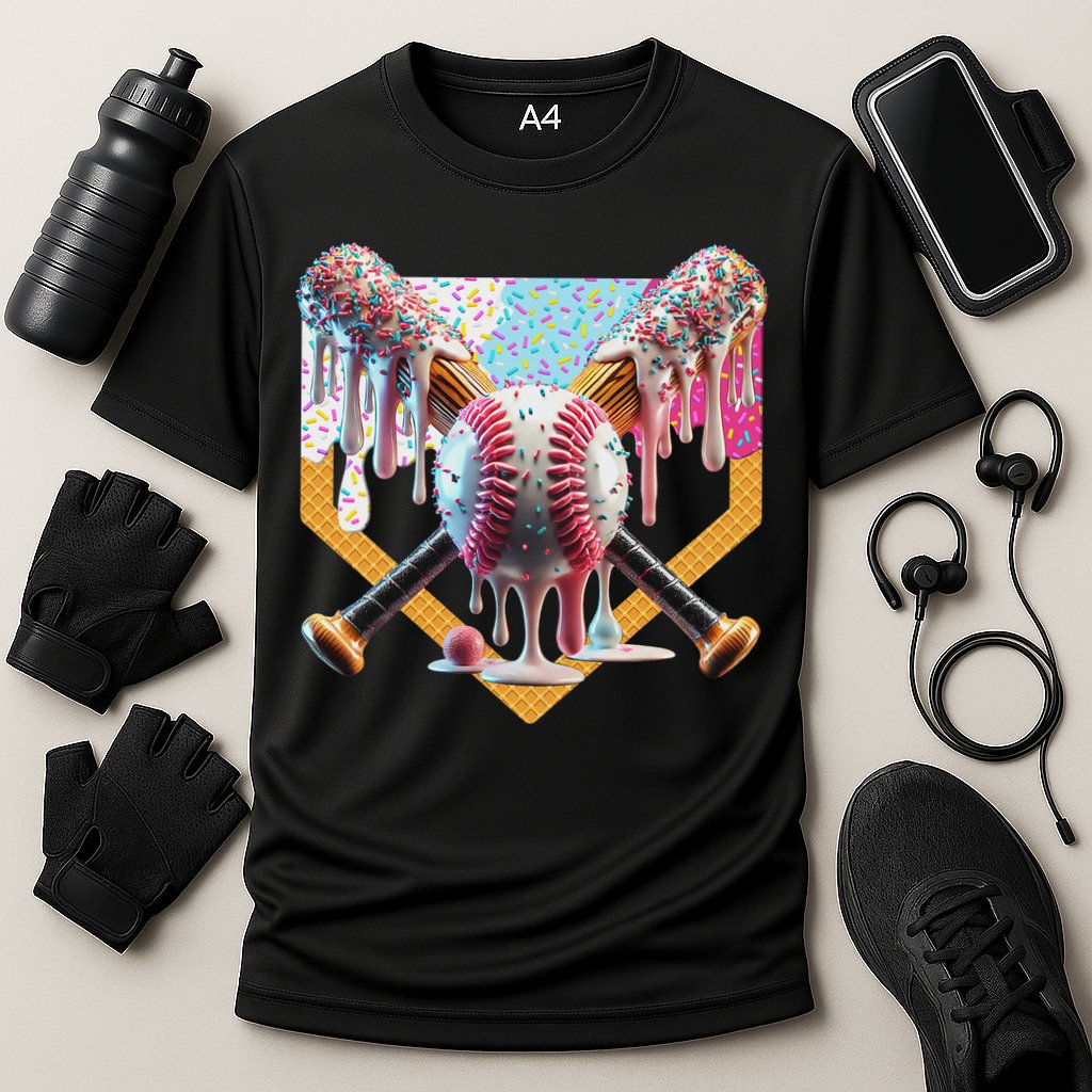 Baseball Drip For Ice Cream Drip For Boy Baseball Cooling Performance Crew T-Shirt