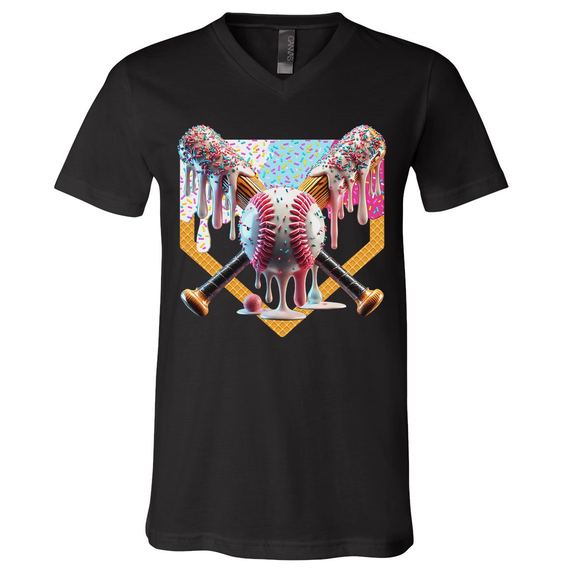 Baseball Drip For Ice Cream Drip For Boy Baseball V-Neck T-Shirt