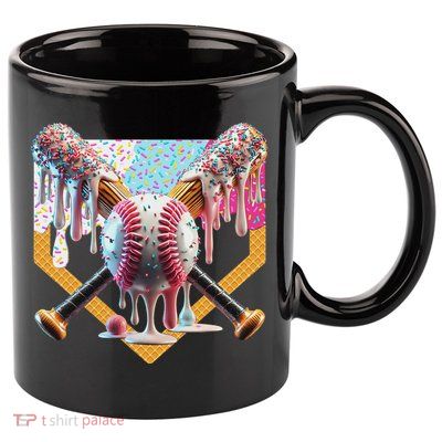 Baseball Drip For Ice Cream Drip For Boy Baseball 11oz C Handle Ceramic Mug