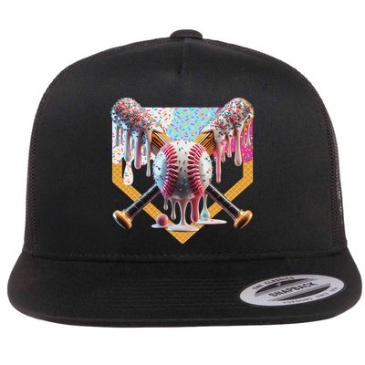 Baseball Drip For Ice Cream Drip For Boy Baseball Flatbill Hat