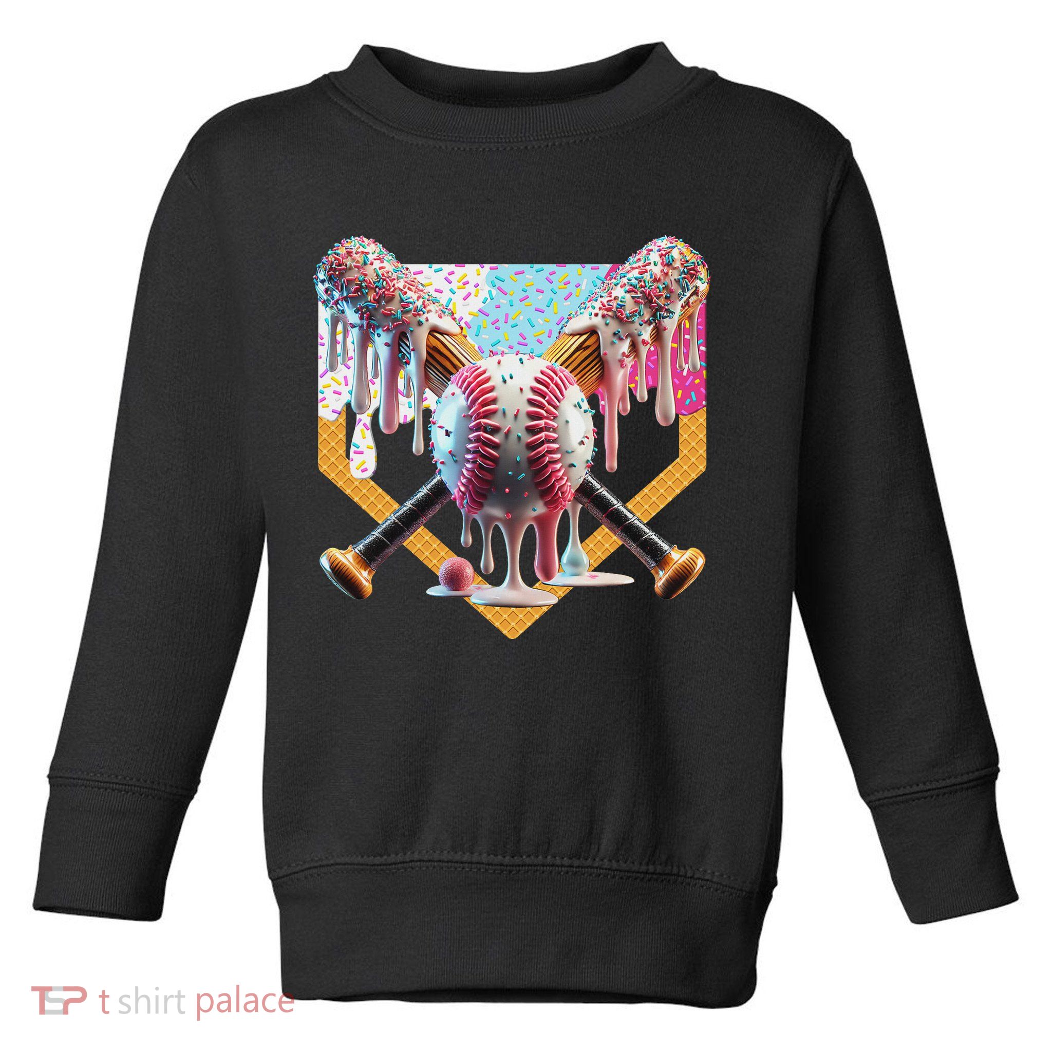 Baseball Drip For Ice Cream Drip For Boy Baseball Toddler Sweatshirt