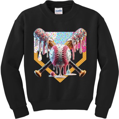 Baseball Drip For Ice Cream Drip For Boy Baseball Kids Sweatshirt