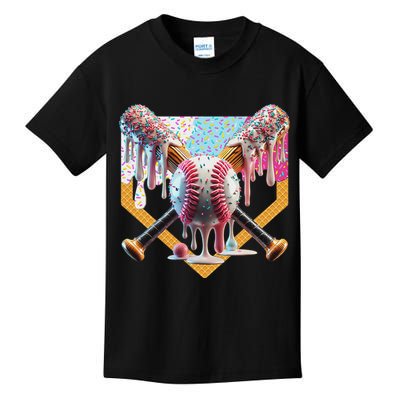 Baseball Drip For Ice Cream Drip For Boy Baseball Kids T-Shirt