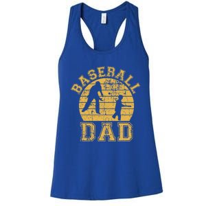 Baseball Dad Father Son Proud Daddy Papa Grandpa Sports Cute Gift Women's Racerback Tank