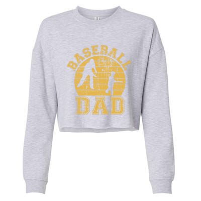 Baseball Dad Father Son Proud Daddy Papa Grandpa Sports Cute Gift Cropped Pullover Crew