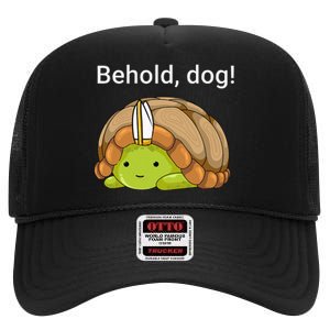 Behold Dog Funny Turtle Wearing A Priest Hat High Crown Mesh Back Trucker Hat