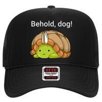 Behold Dog Funny Turtle Wearing A Priest Hat High Crown Mesh Back Trucker Hat