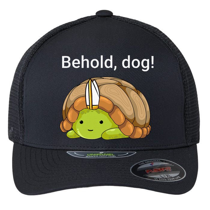 Behold Dog Funny Turtle Wearing A Priest Hat Flexfit Unipanel Trucker Cap