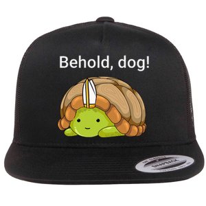 Behold Dog Funny Turtle Wearing A Priest Hat Flat Bill Trucker Hat