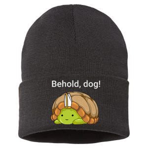 Behold Dog Funny Turtle Wearing A Priest Hat Sustainable Knit Beanie