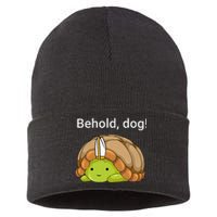 Behold Dog Funny Turtle Wearing A Priest Hat Sustainable Knit Beanie