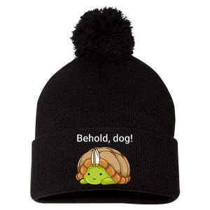 Behold Dog Funny Turtle Wearing A Priest Hat Pom Pom 12in Knit Beanie