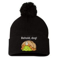 Behold Dog Funny Turtle Wearing A Priest Hat Pom Pom 12in Knit Beanie